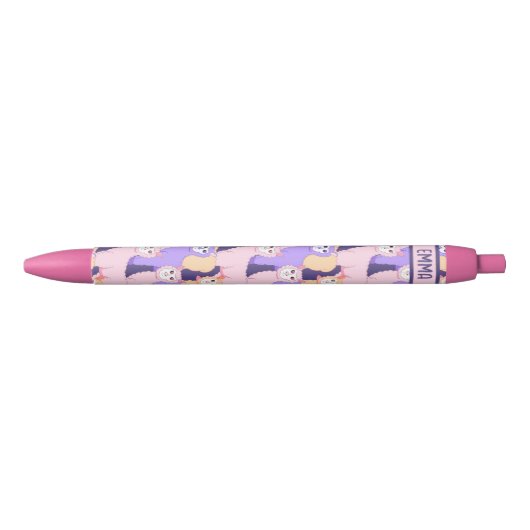 Fluffy pastelkleurige alpaca patroon zwarte inkt pen (Voorkant)