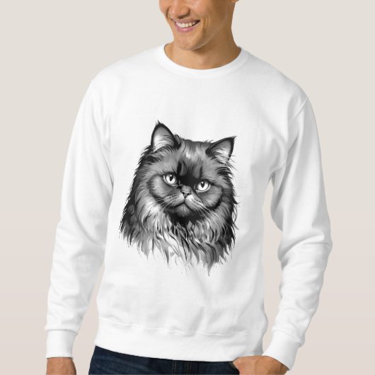 Fluffy Persian Cat Art Men's Sweatshirt (Voorkant)
