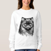 Fluffy Persian Cat Sketch Women's Sweater (Voorkant)