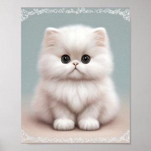 Fluffy Perzische Kat Kat Kunst Poster