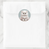 Fluffy Perzische Kat Kat Kunst Ronde Sticker (Tas)
