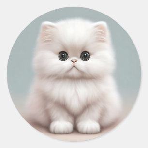 Fluffy Perzische Kat Kat Kunst Ronde Sticker