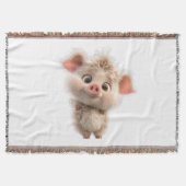 Fluffy Piglet met grote ogen Deken (Voorkant)