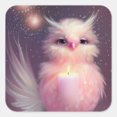 Fluffy Pink Baby Bird Vierkante Sticker (Voorkant)