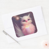 Fluffy Pink Baby Bird Vierkante Sticker (Envelop)