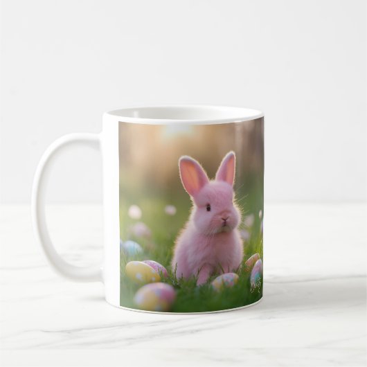 Fluffy Pink Bunny Pasen Koffiemok (Links)