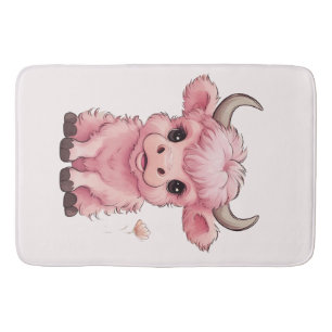 Fluffy Pink Highlands Schotse Koe Badmat
