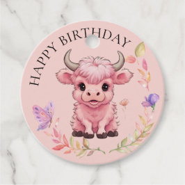 Fluffy Pink Highlands Schotse Koe Bedankjes Labels