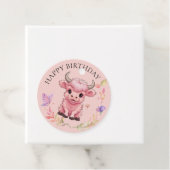 Fluffy Pink Highlands Schotse Koe Bedankjes Labels (In situ)