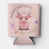 Fluffy Pink Highlands Schotse Koe Blikjeskoeler (Voorkant)