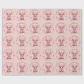 Fluffy Pink Highlands Schotse Koe Cadeaupapier (Vlak)