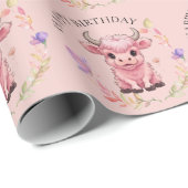 Fluffy Pink Highlands Schotse Koe Cadeaupapier (Rol Hoek)