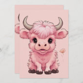 Fluffy Pink Highlands Schotse Koe Feestdagenkaart (Voorkant / Achterkant)