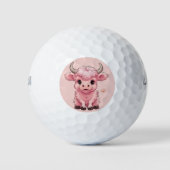 Fluffy Pink Highlands Schotse Koe Golfballen (Voorkant)