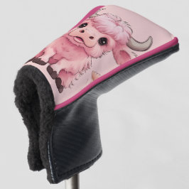 Fluffy Pink Highlands Schotse Koe Golfheadcover