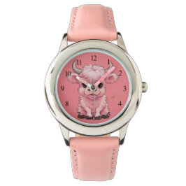 Fluffy Pink Highlands Schotse Koe Horloge