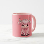 Fluffy Pink Highlands Schotse Koe Mok (Voorkant rechts)