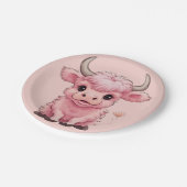 Fluffy Pink Highlands Schotse Koe Papieren Bordje (Gekanteld)