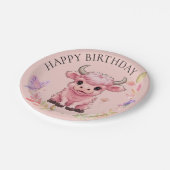 Fluffy Pink Highlands Schotse Koe Papieren Bordje (Gekanteld)