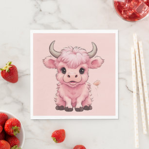 Fluffy Pink Highlands Schotse Koe Servet