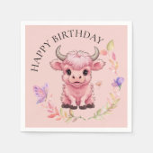 Fluffy Pink Highlands Schotse Koe Servet (Voorkant)