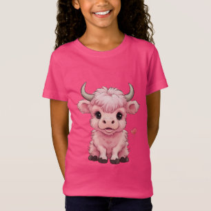 Fluffy Pink Highlands Schotse Koe T-shirt