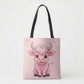 Fluffy Pink Highlands Schotse Koe Tote Bag (Voorkant)