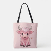 Fluffy Pink Highlands Schotse Koe Tote Bag (Achterkant)