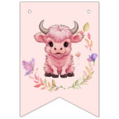 Fluffy Pink Highlands Schotse Koe Vlaggetjes (Eerste vlag)