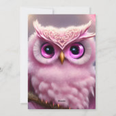Fluffy Pink Uil met harten Feestdagenkaart (Achterkant)
