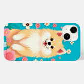 Fluffy Pomeranian Bloemrijke Charme 🌸🐾 Schattige Case-Mate iPhone Case (Achterkant (horizontaal))