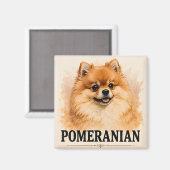 Fluffy Pomeranian-hond Liefhebber Cadeau Magneet (Voorkant / Achterkant)