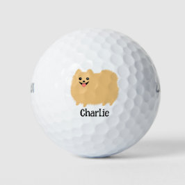 Fluffy Pomeranian Schattige Dog met aangepaste naa Golfballen