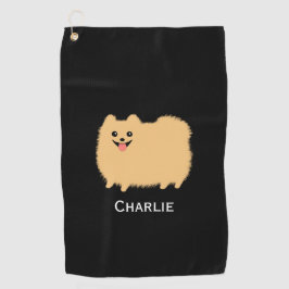Fluffy Pomeranian Schattige Dog met aangepaste naa Golfhanddoek