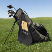 Fluffy Pomeranian Schattige Dog met aangepaste naa Golfhanddoek (Groen)