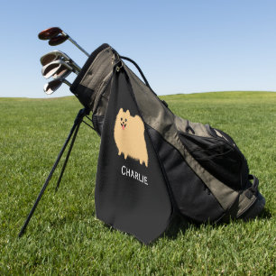 Fluffy Pomeranian Schattige Dog met aangepaste naa Golfhanddoek