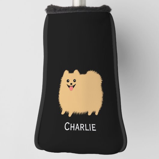 Fluffy Pomeranian Schattige Dog met aangepaste naa Golfheadcover (Draai 90)