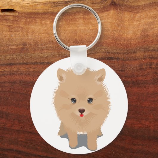 Fluffy Pomeranian Sleutelhanger (Voorkant)