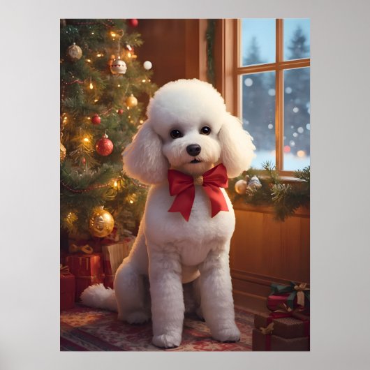 Fluffy Poodle Christmas Poster (Voorkant)