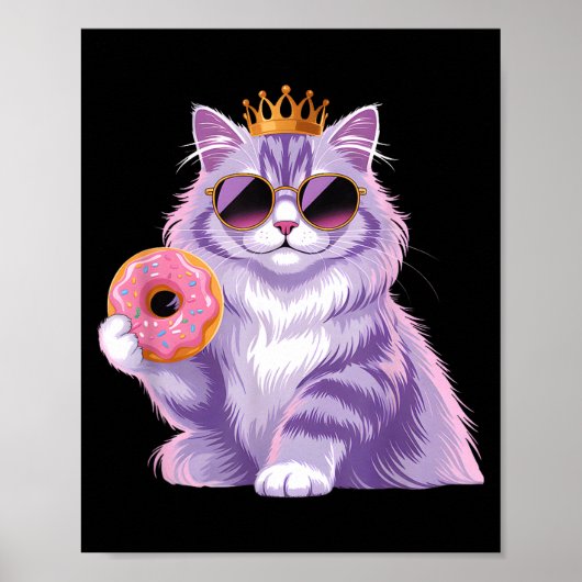 Fluffy prinses kat donut zonnebril grappig schatti poster (Voorkant)