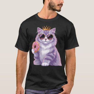 Fluffy Prinses Kat Donut Zonnebril Grappig Schatti T-shirt