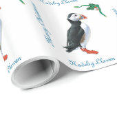 Fluffy Puffin-kerstcadeaus Cadeaupapier (Rol Hoek)