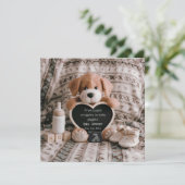 Fluffy Puppy Baby jongen en zwangerschapsaankondig Feestdagenkaart (Staand voorkant)