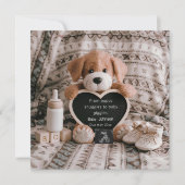 Fluffy Puppy Baby jongen en zwangerschapsaankondig Feestdagenkaart (Voorkant)