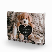 Fluffy Puppy Baby jongen en zwangerschapsaankondig Fotoblokken (Rechts)