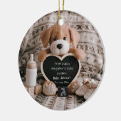 Fluffy Puppy Baby jongen en zwangerschapsaankondig Keramisch Ornament (Links)