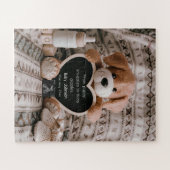 Fluffy Puppy Baby jongen en zwangerschapsaankondig Legpuzzel (Horizontaal)