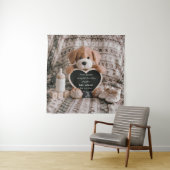 Fluffy puppy baby jongen en zwangerschapsaankondig wandkleed (In situ)