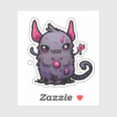 Fluffy Purple Demon Cat - Kawaii Monster Sticker (Vel)