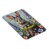 Fluffy Rabbit in een veld van bloemen Magneet (Rechterzijde)